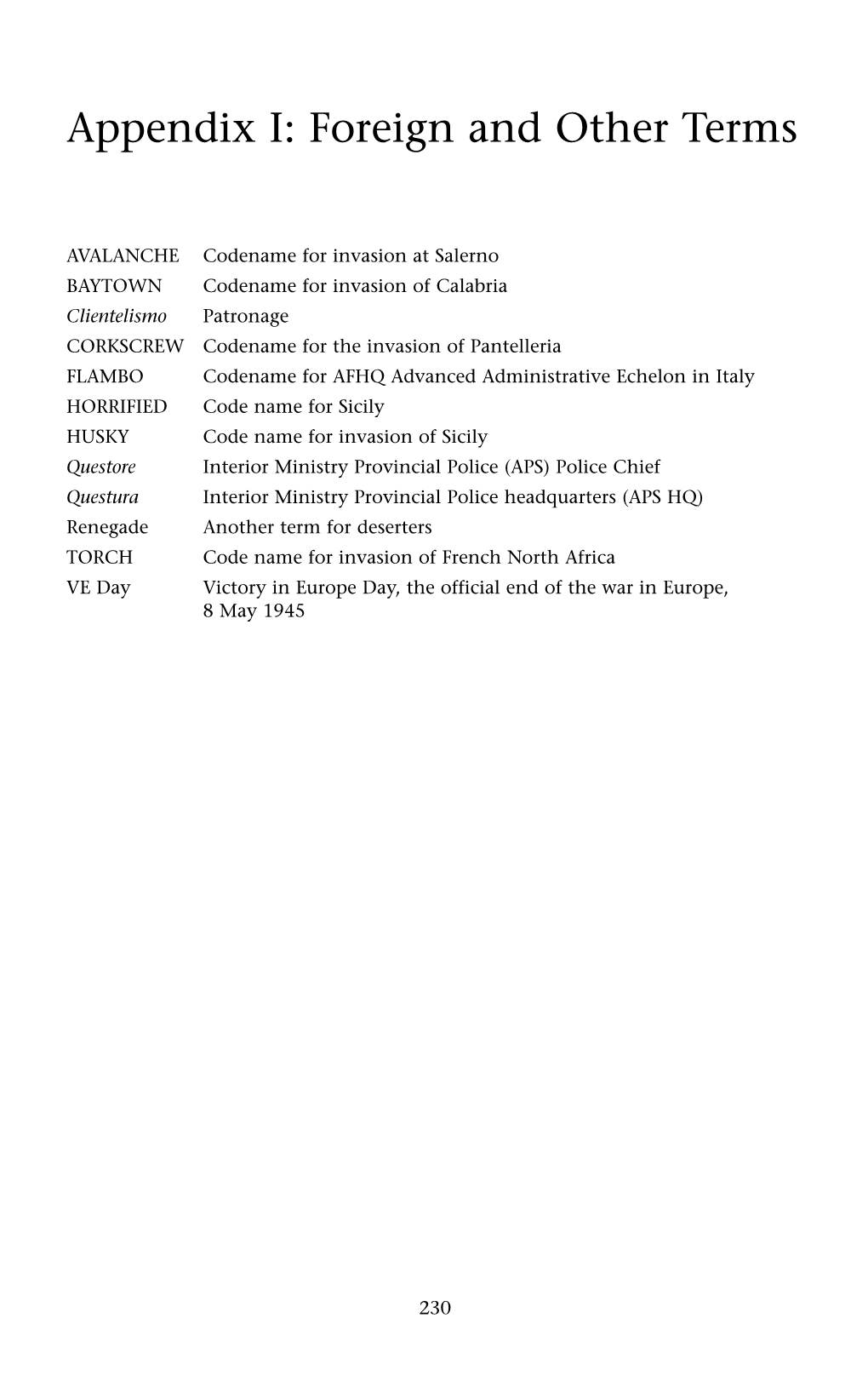 Appendix I: Foreign and Other Terms