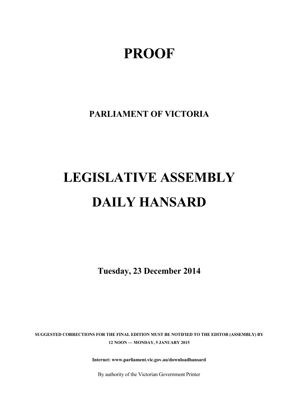 Legislative Assembly Daily Hansard