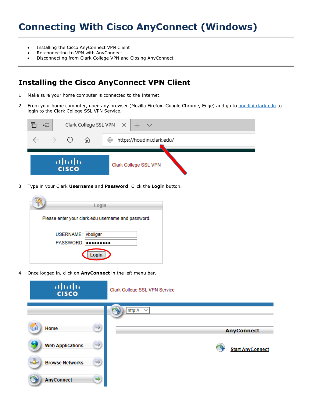 Connecting with Cisco Anyconnect (Windows)