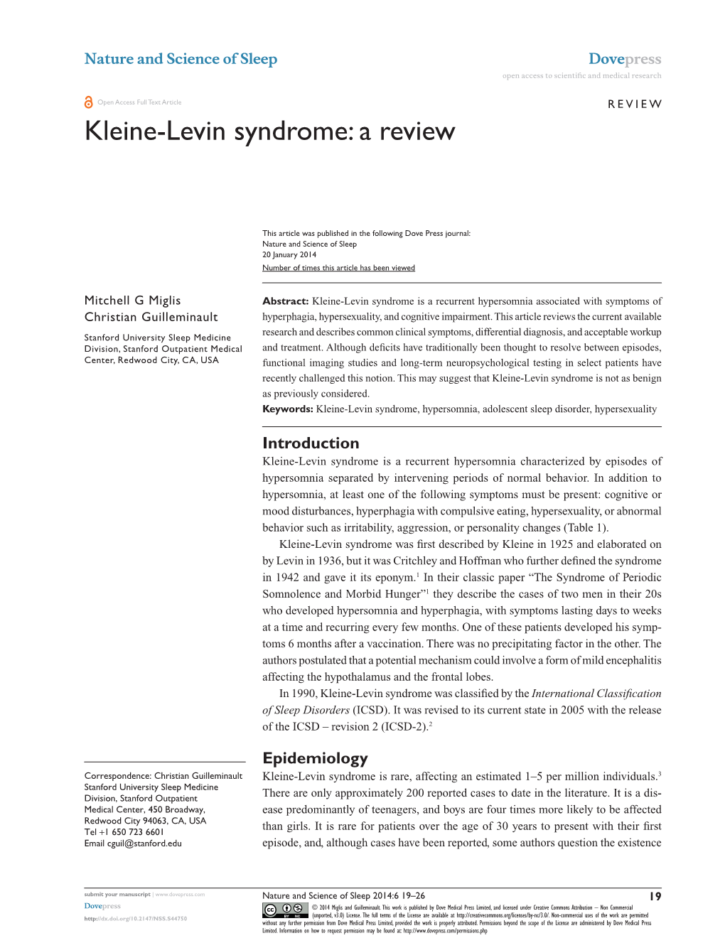 Kleine-Levin Syndrome: a Review