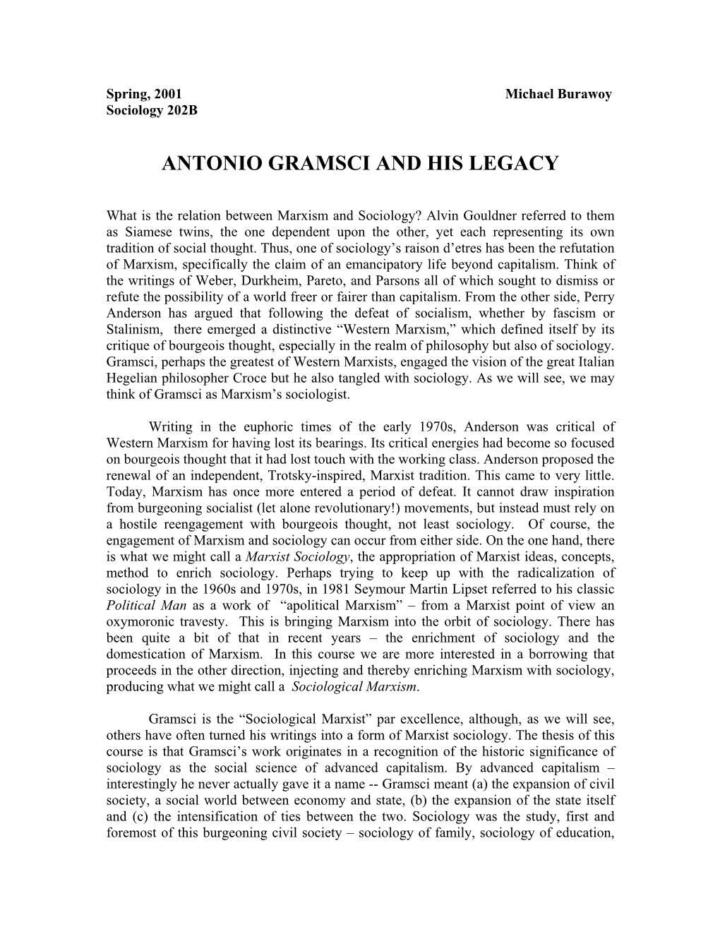 Antonio Gramsci and His Legacy