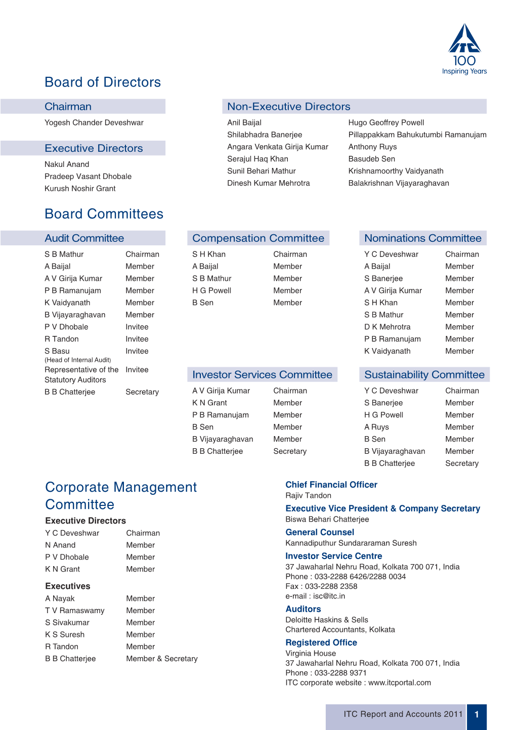 Corporate Management Committee Board Committees Board of Directors