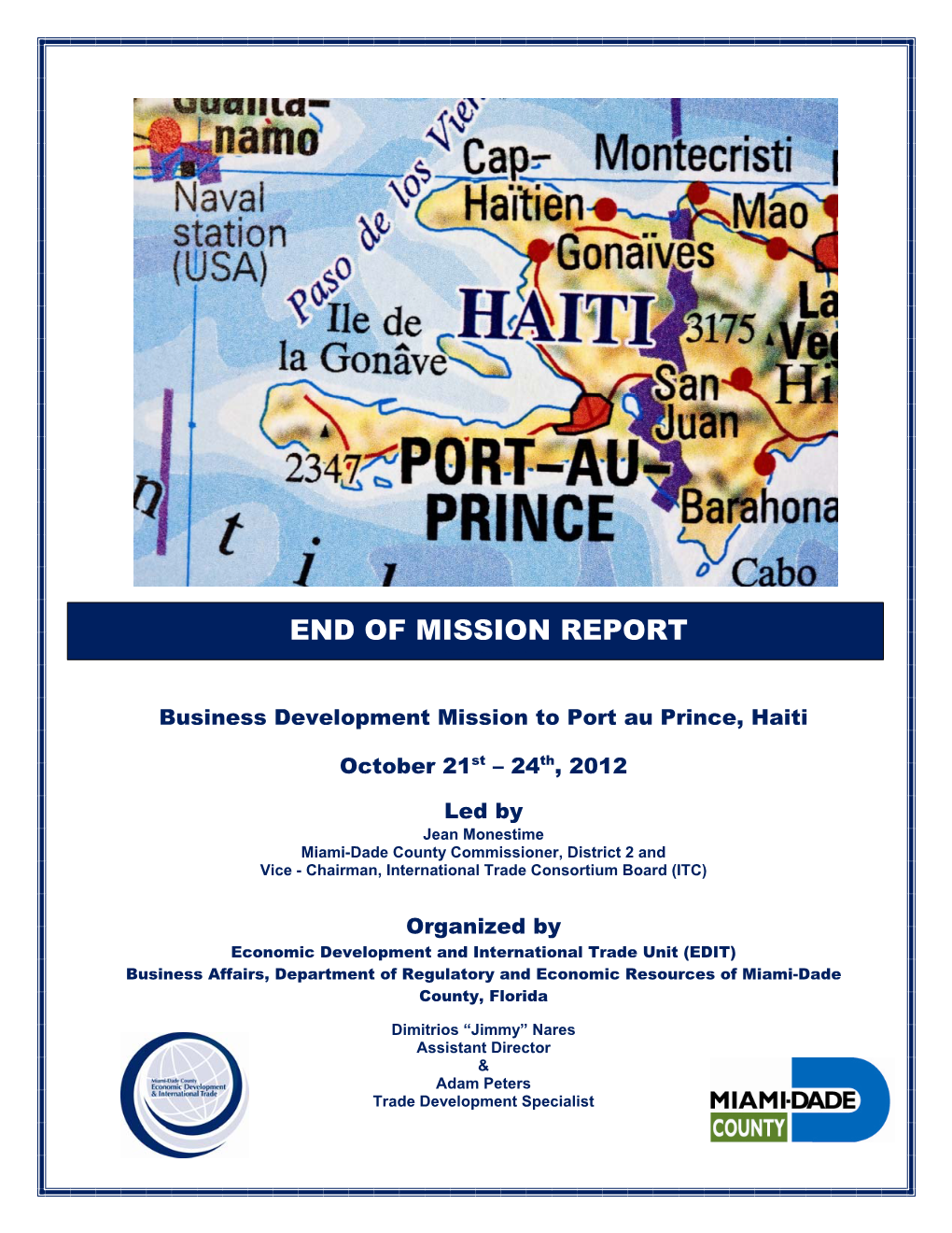 Business Development Mission to Port Au Prince, Haiti October 21St