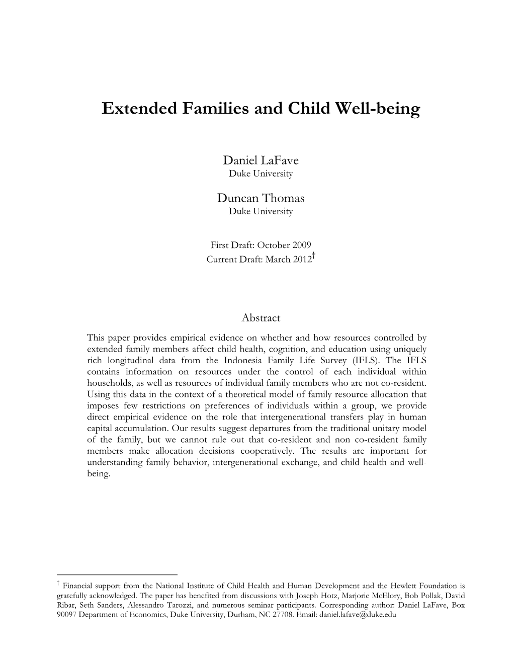 Extended Families and Child Well-Being