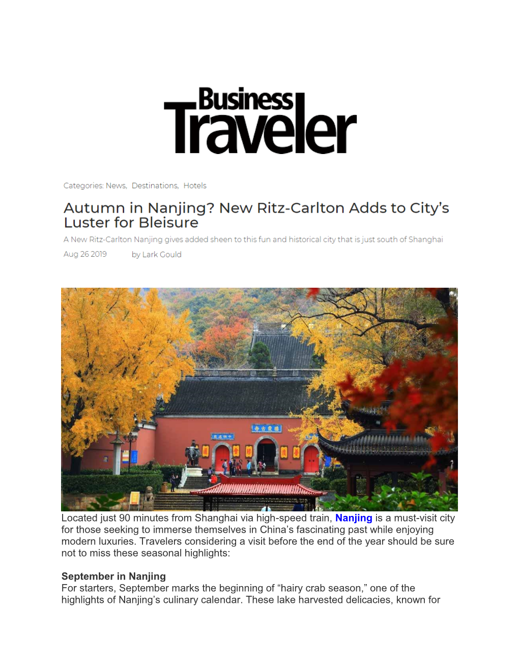 Business Insider: Autumn in Nanjing?