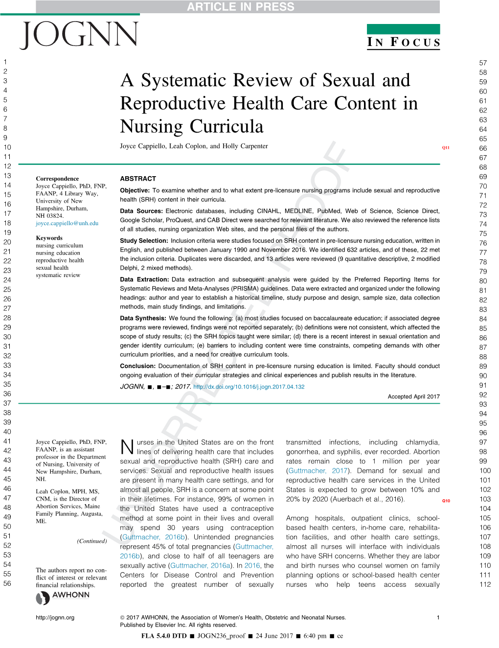 Systematic Review of Sexual and Reproductive Health Care Content