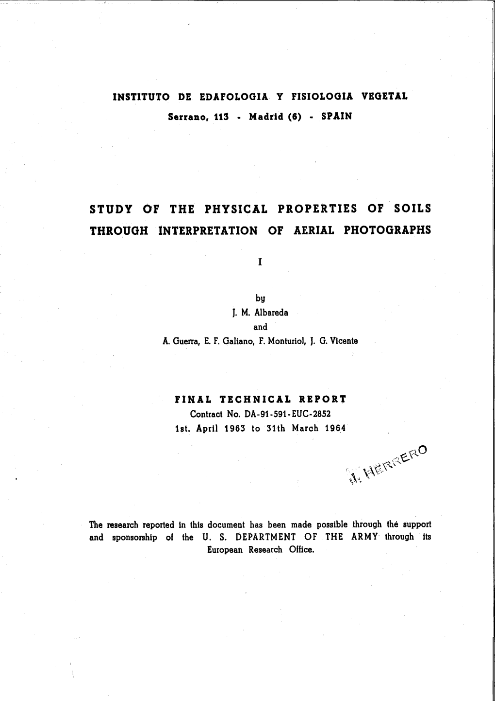 Study of the Physical Properties of Soils Through Interpretation of Aerial Photographs