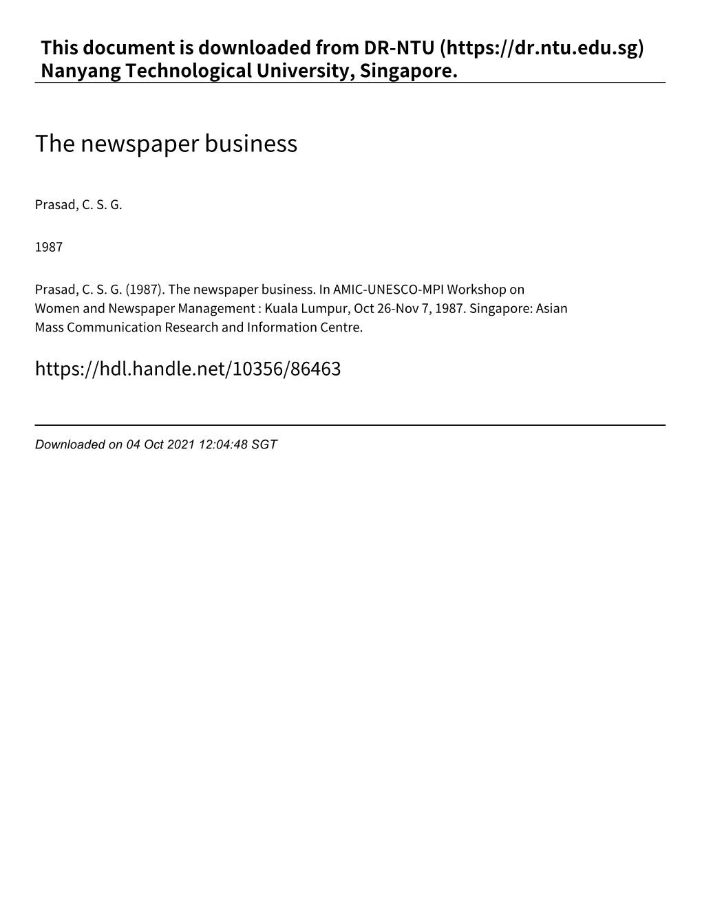 The Newspaper Business