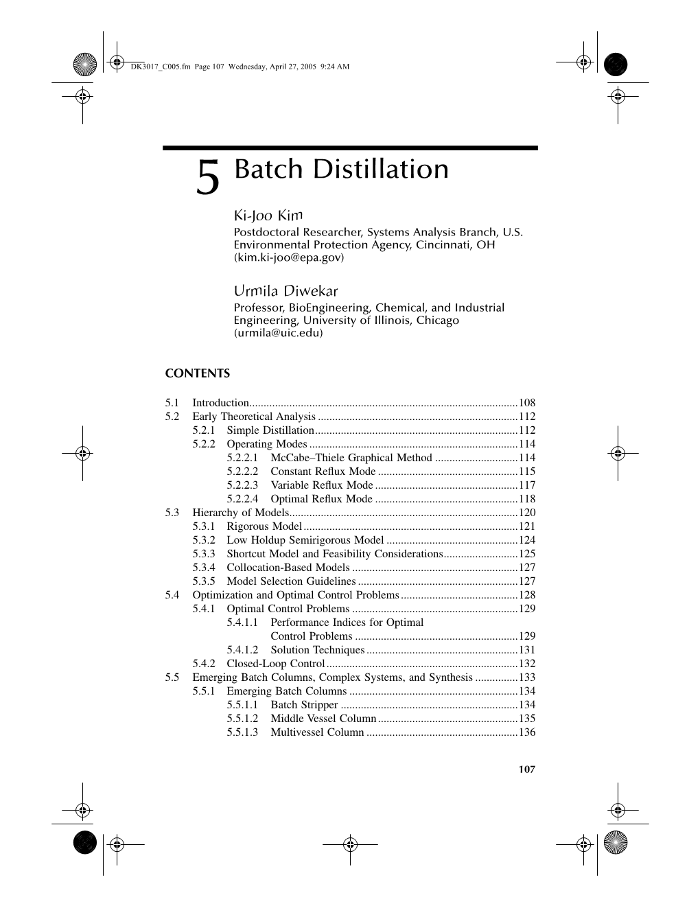 Batch Distillation Ki-Joo Kim Postdoctoral Researcher, Systems Analysis Branch, U.S