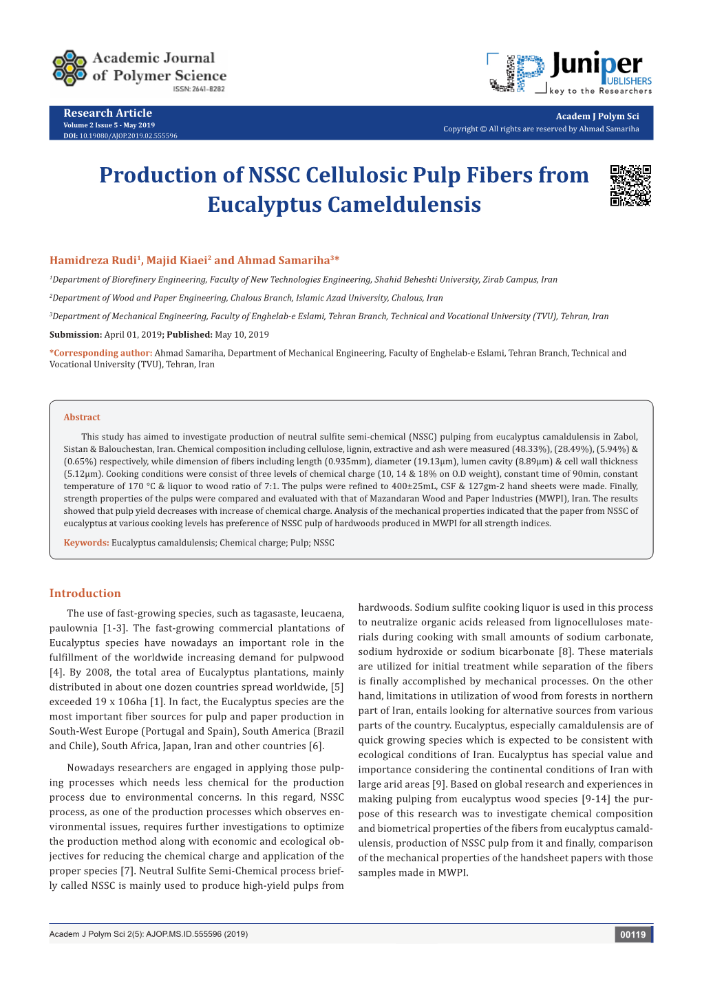 Production of NSSC Cellulosic Pulp Fibers from Eucalyptus Cameldulensis