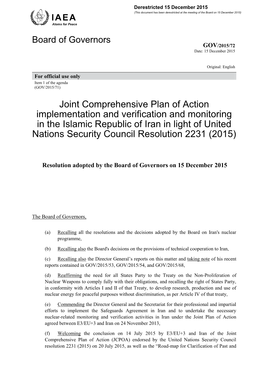 Joint Comprehensive Plan of Action