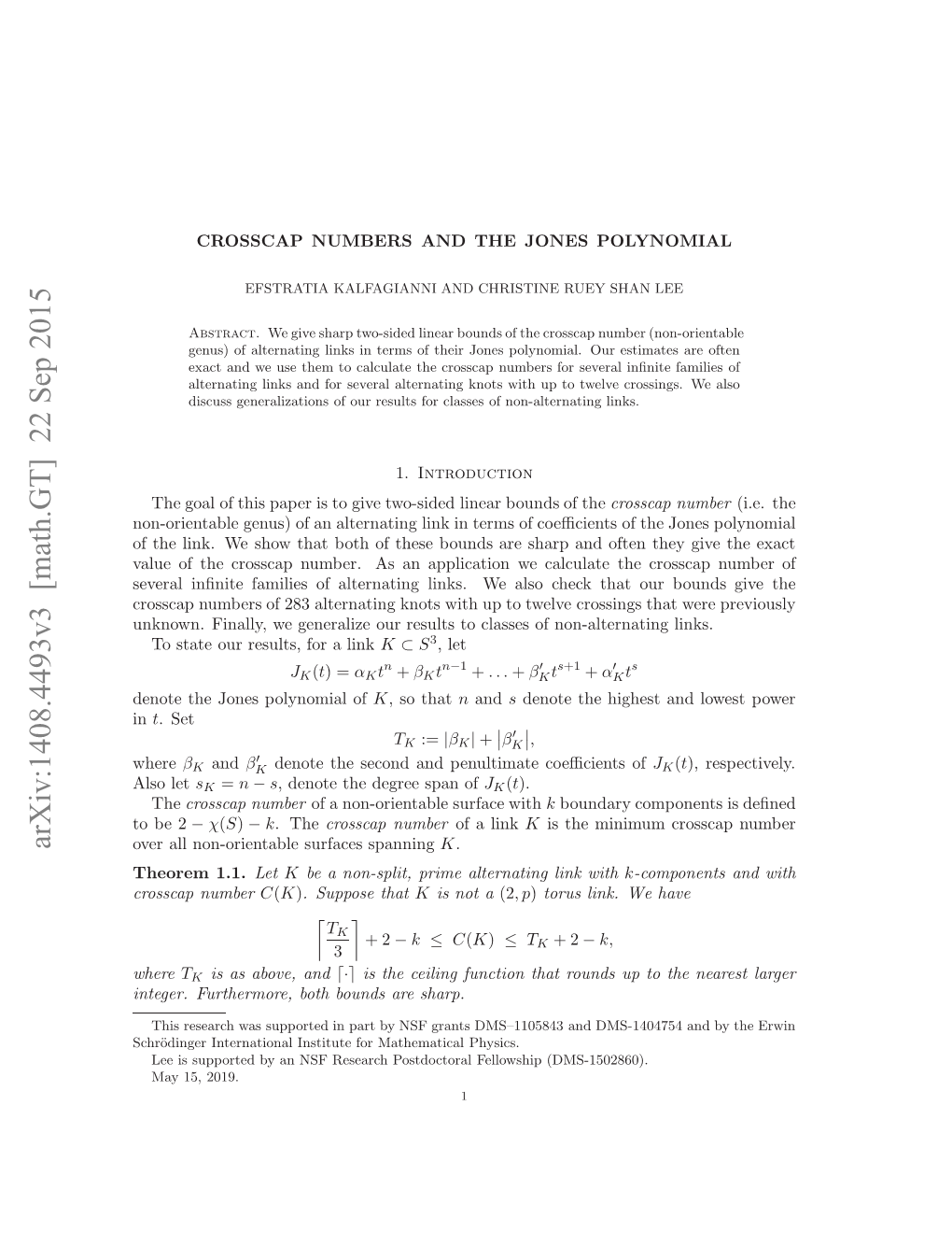 Crosscap Numbers and the Jones Polynomial