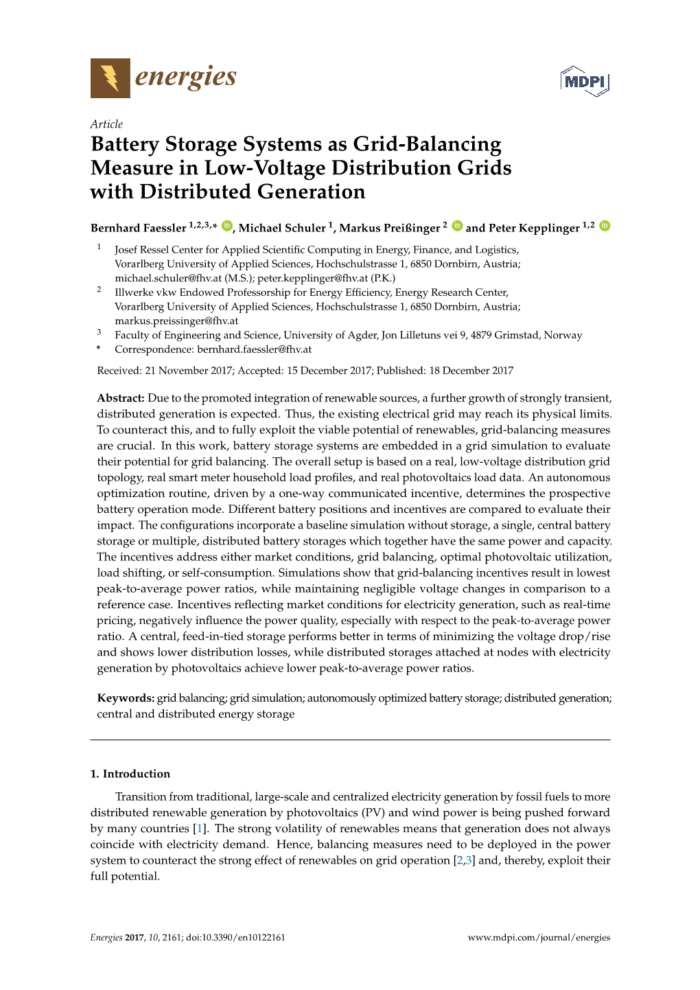 Battery Storage Systems As Grid-Balancing Measure in Low-Voltage Distribution Grids with Distributed Generation