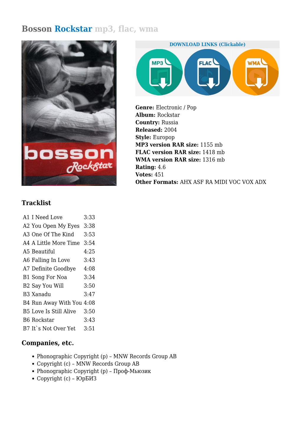 Bosson Rockstar Mp3, Flac, Wma