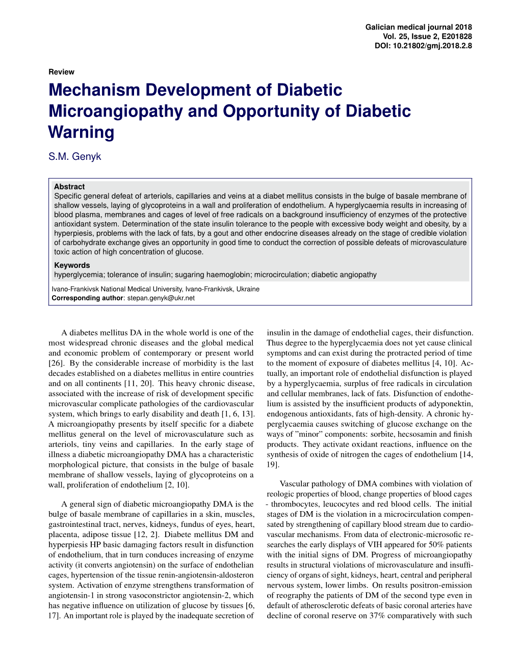 Mechanism Development of Diabetic Microangiopathy and Opportunity of Diabetic Warning