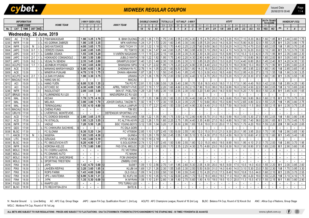 Midweek Regular Coupon 26/06/2019 09:46 1 / 4