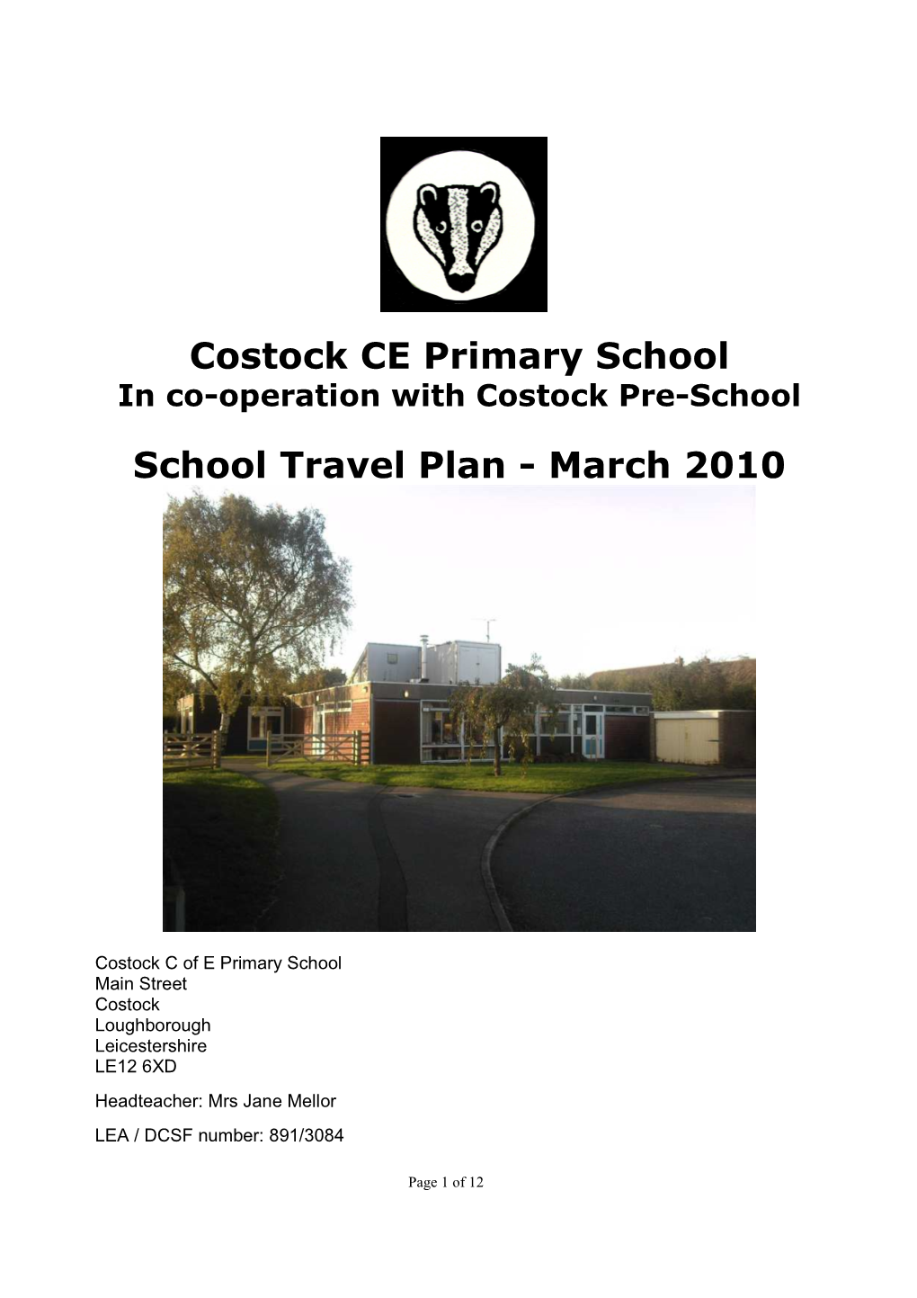 Costock CE Primary School in Co-Operation with Costock Pre-School