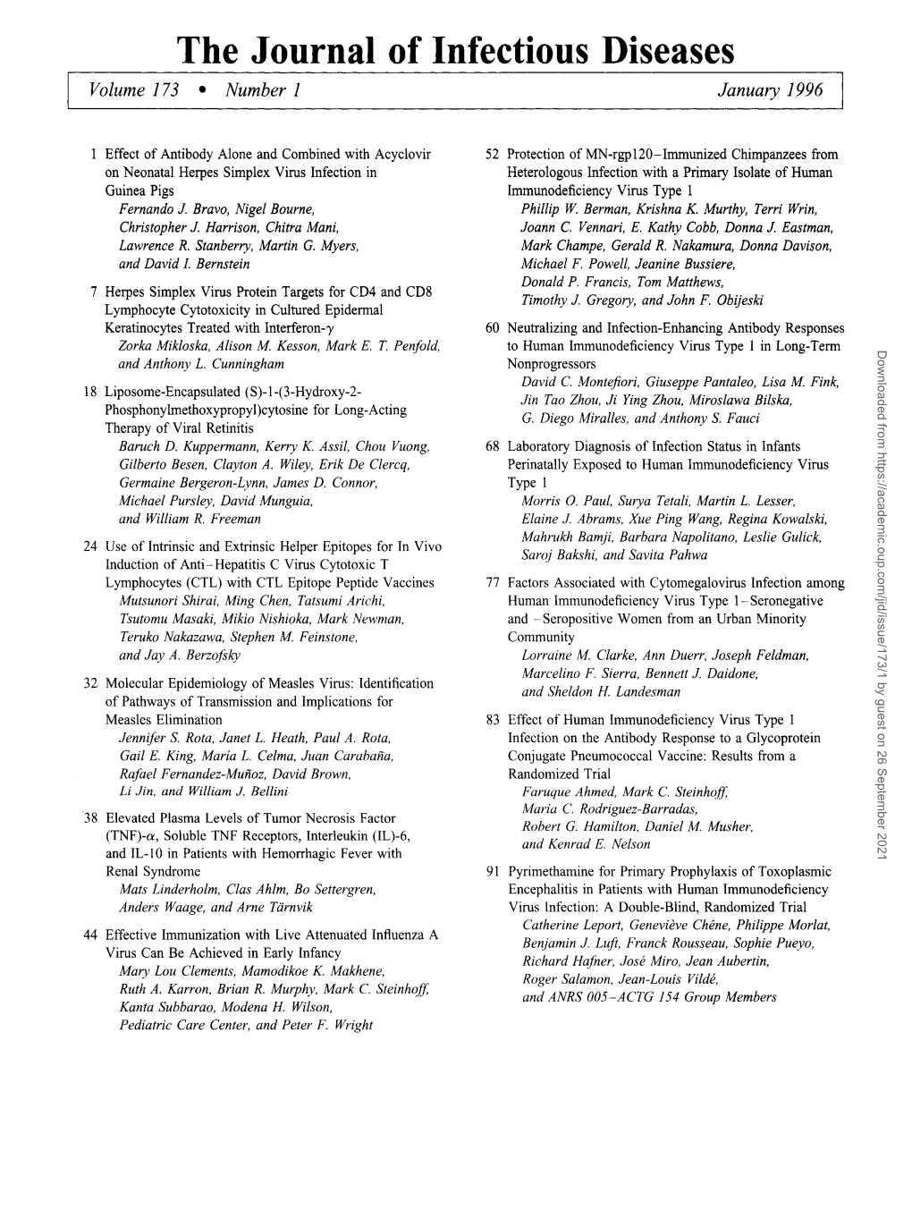 The Journal of Infectious Diseases Volume 173 • Number 1 January 1996