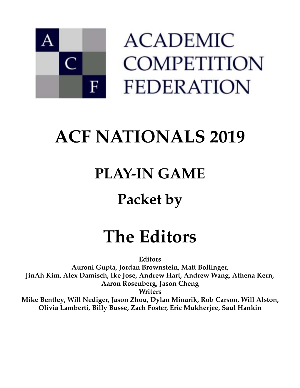 ACF NATIONALS 2019 the Editors