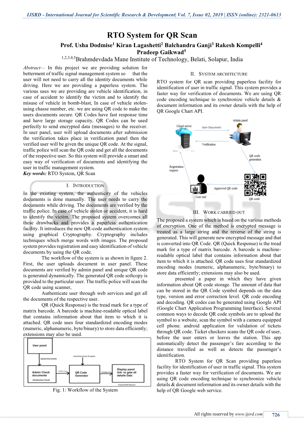 RTO System for QR Scan Prof