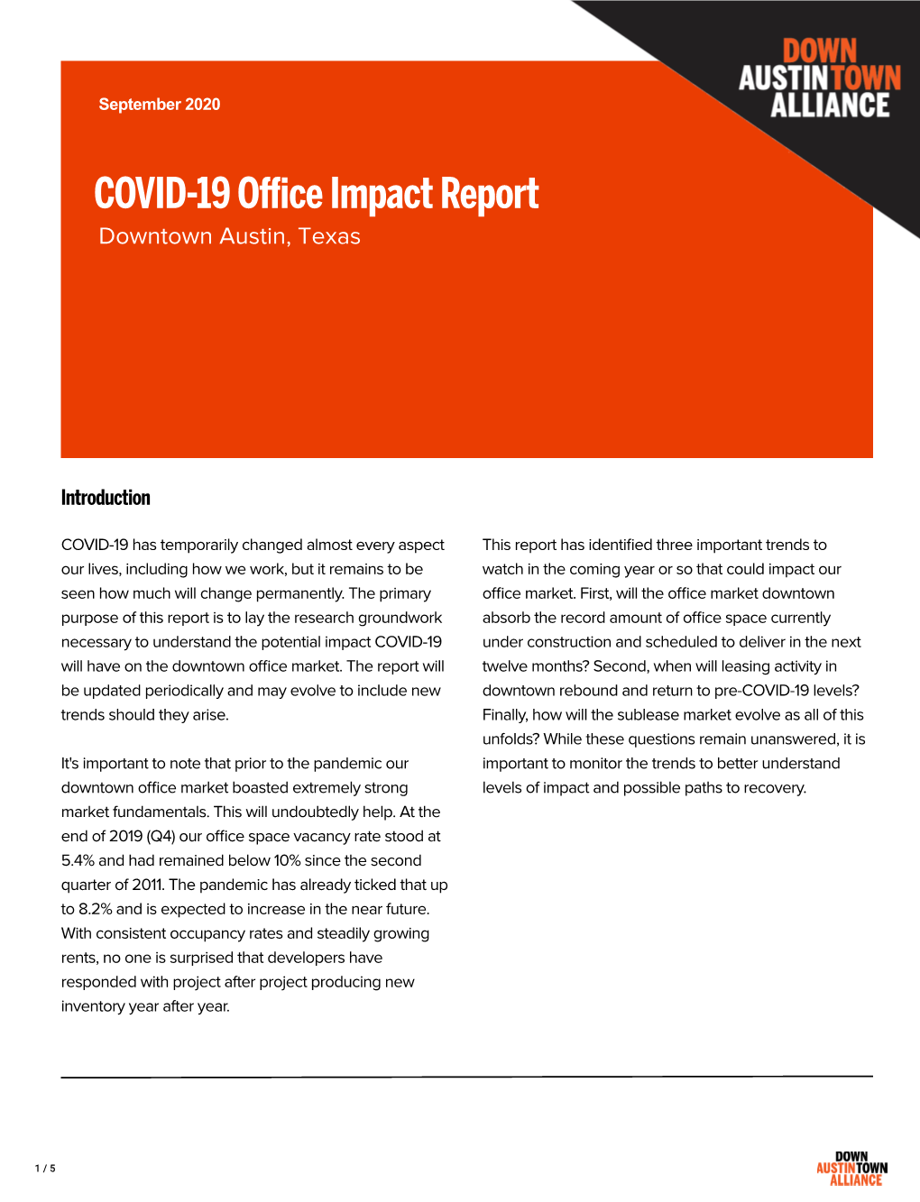 COVID-19 Office Impact Report: Downtown Austin, Texas