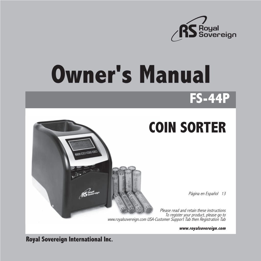 Owner's Manual FS-44P Coin Sorter
