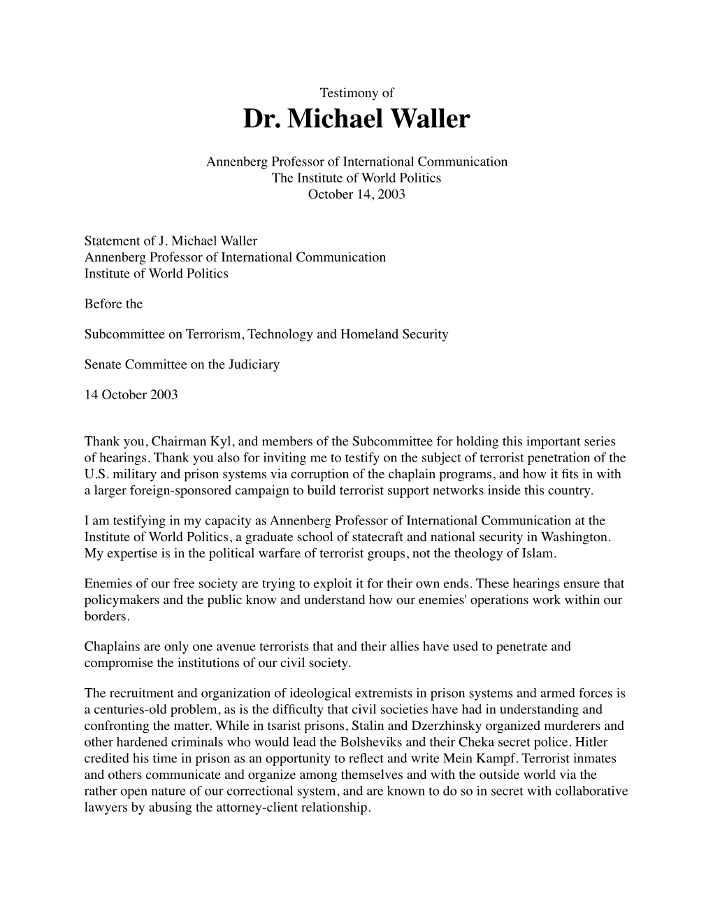 Dr. Michael Waller