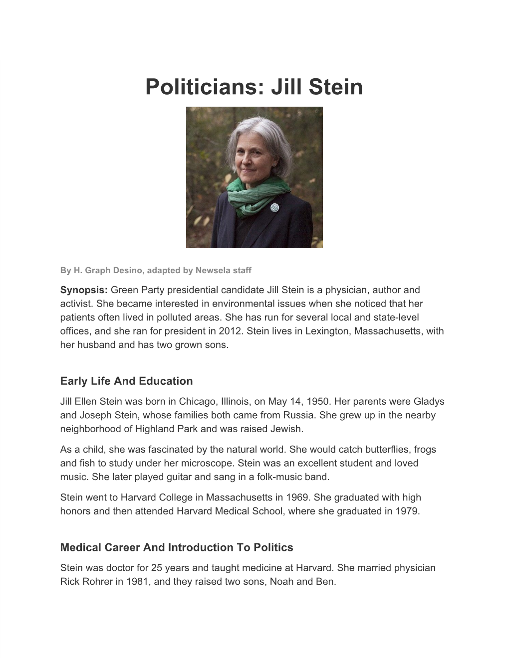 Politicians: Jill Stein