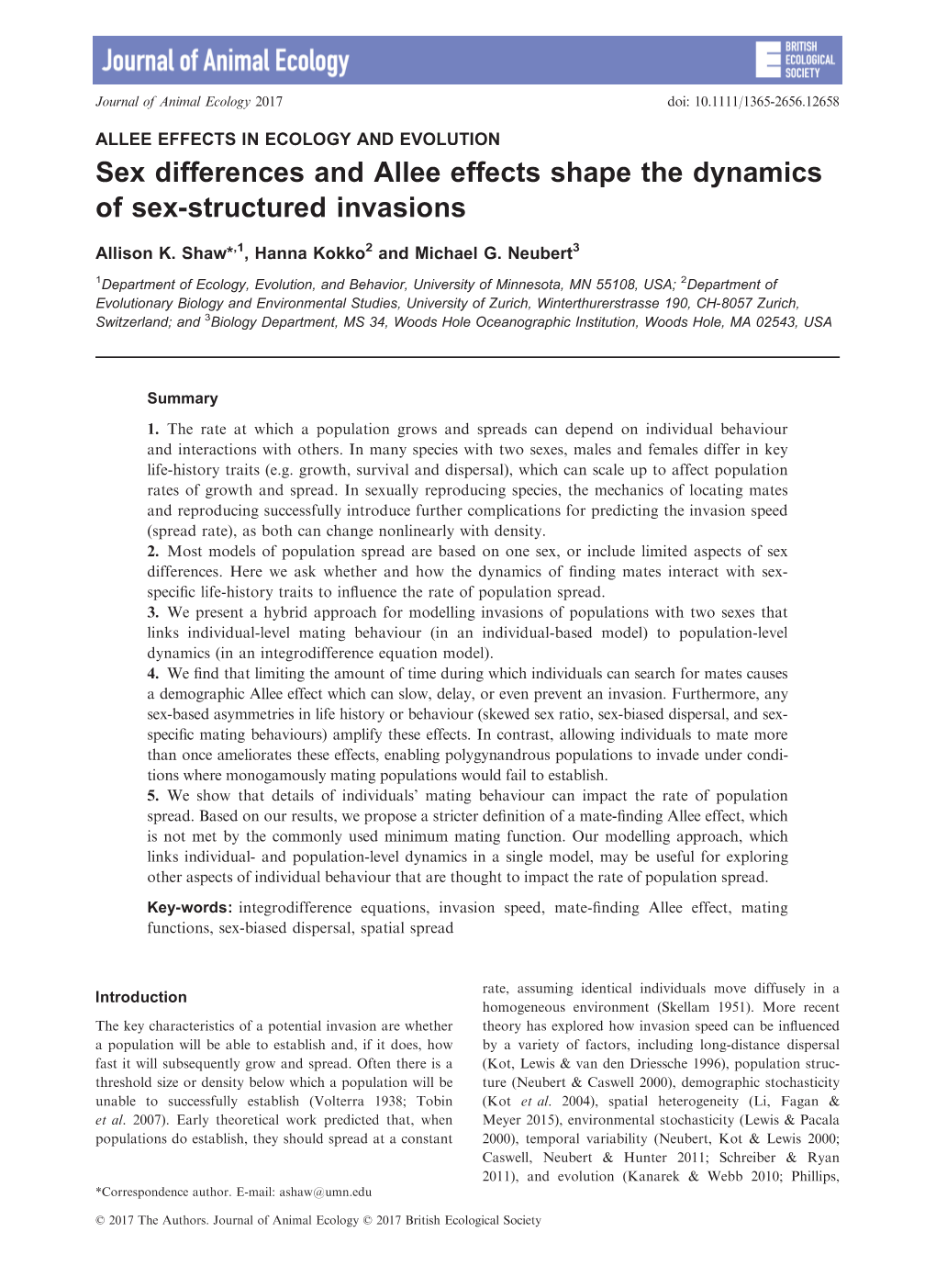 Sex Differences and Allee Effects Shape the Dynamics of Sex&#X2010