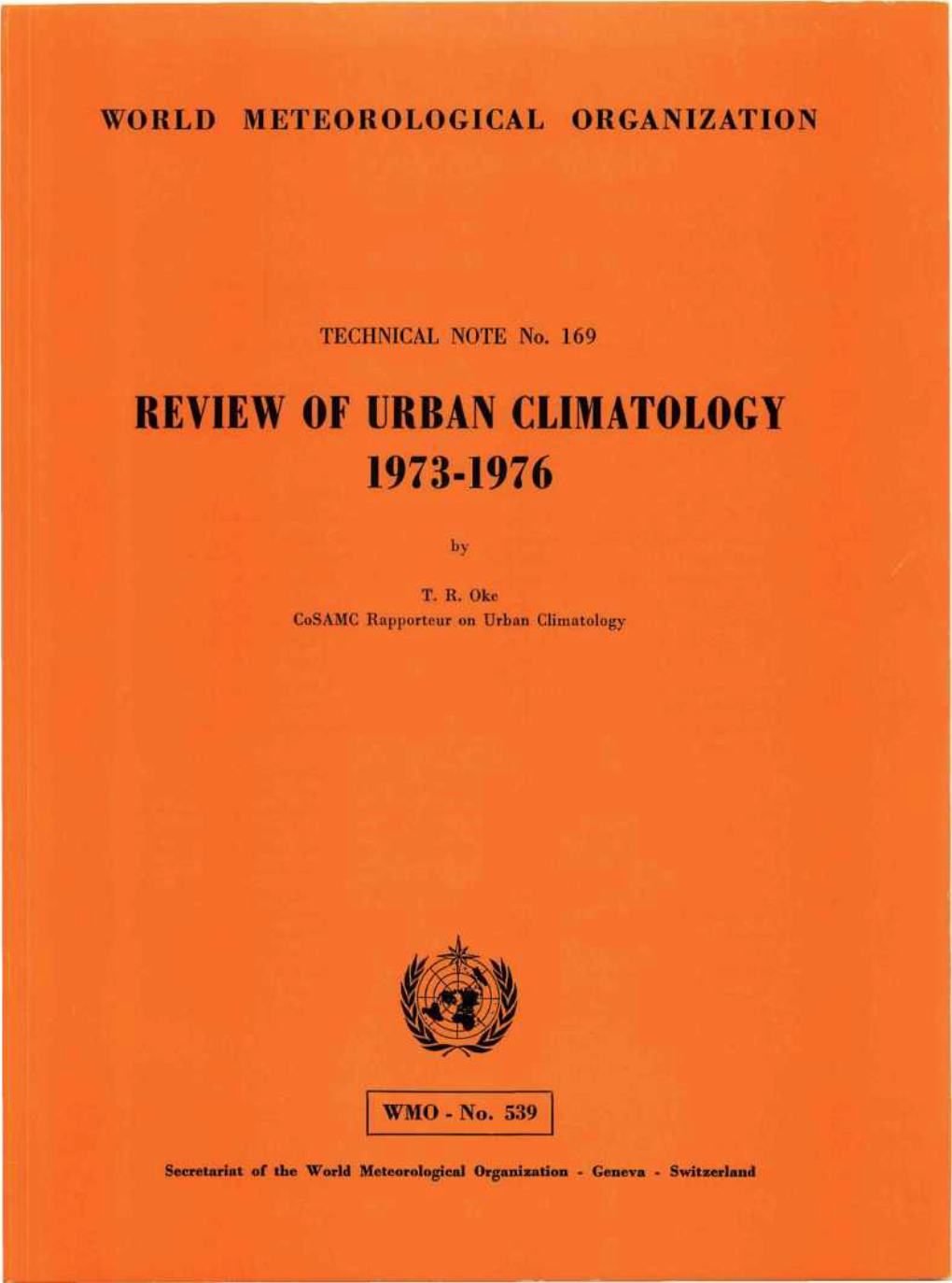 Review of Urban Climatology 1973-1976