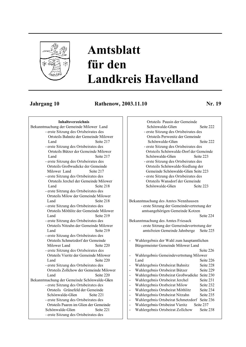 Amtsblatt Für Den Landkreis Havelland