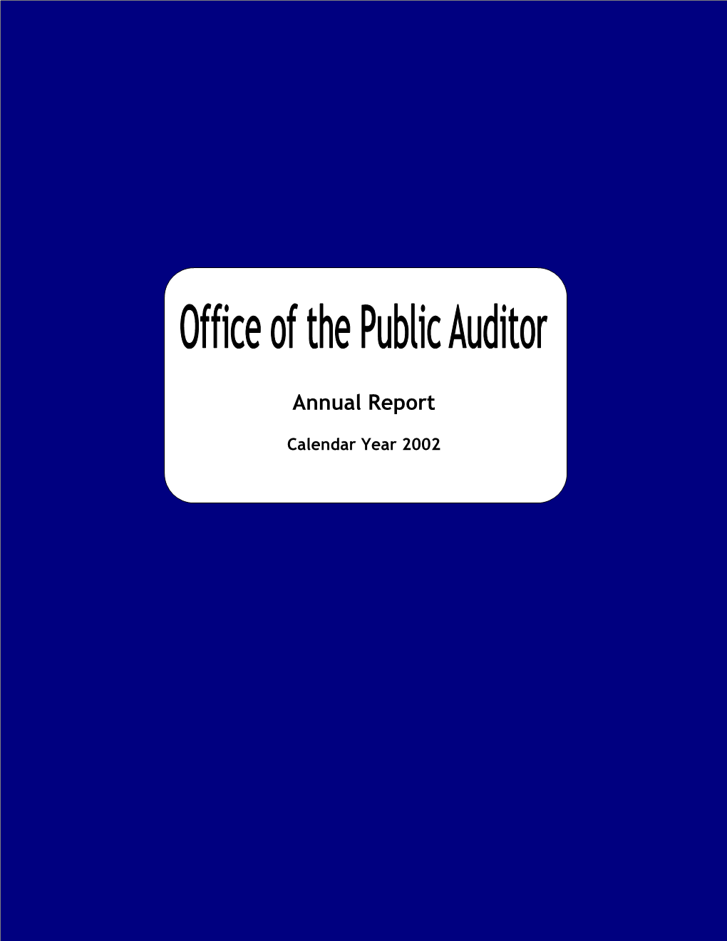 Message from the Public Auditor