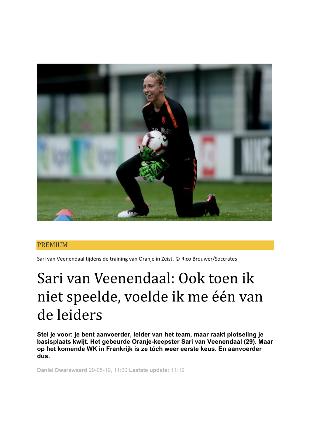 Sari Van Veenendaal Tijdens De Training Van Oranje in Zeist