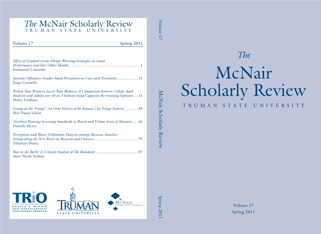 Mcnair Scholarly Review Mcn Scholarly Mcn Scholarly