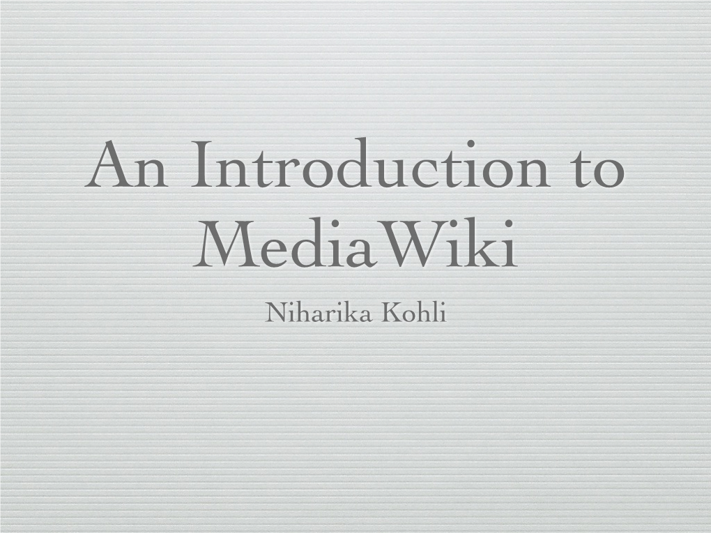 Mediawiki Presentation