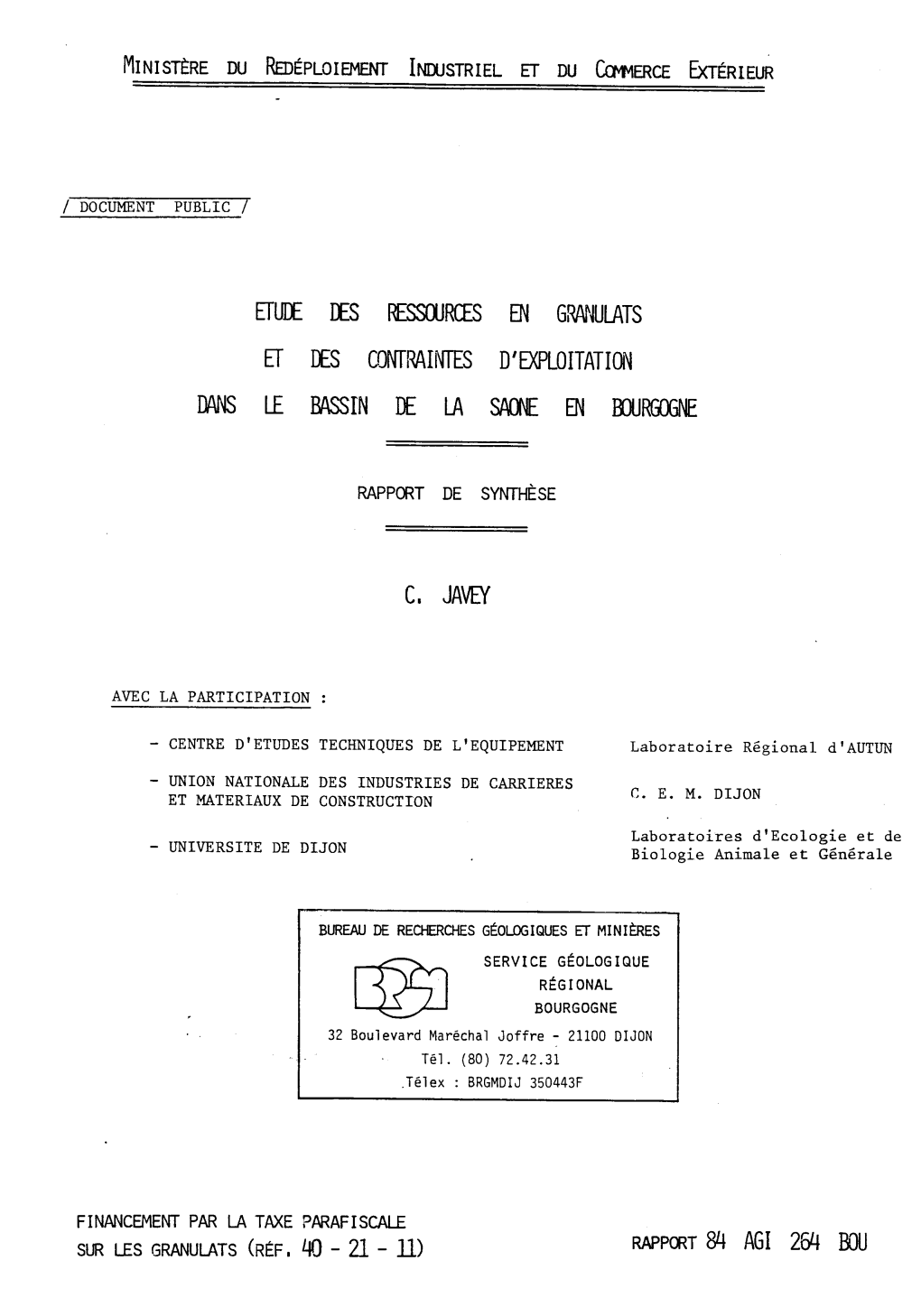 Ministère Du Redéploiement Industriel Et Du Ùmerce Extérieur DANS L