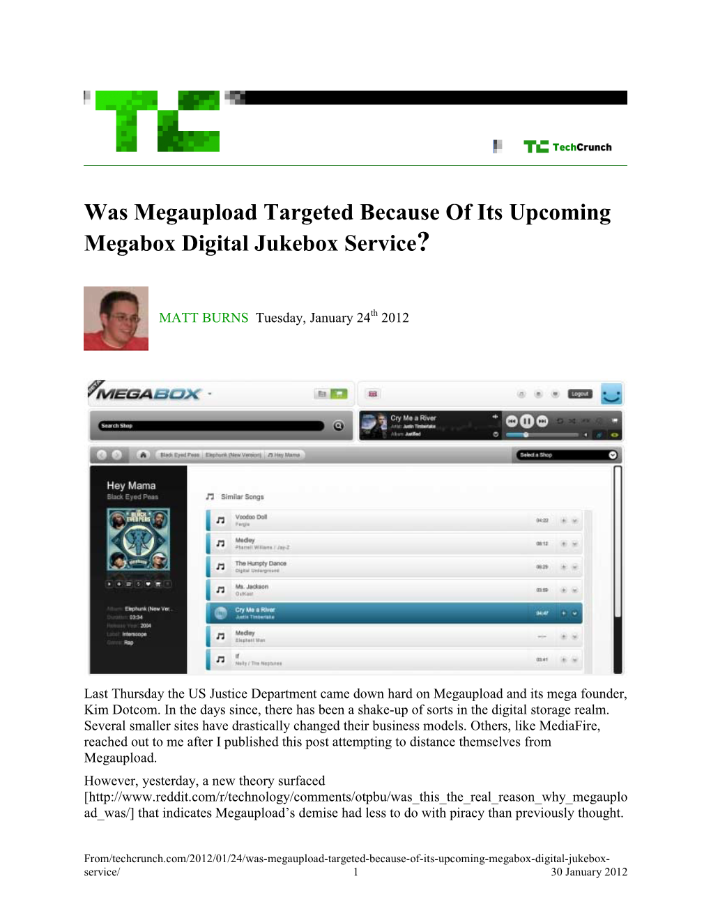 Was Megaupload Targeted Because of Its Upcoming Megabox Digital Jukebox Service?