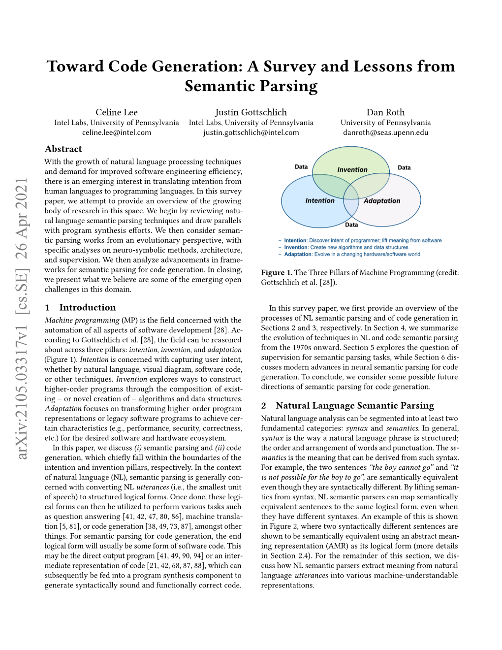 Toward Code Generation: a Survey and Lessons from Semantic Parsing