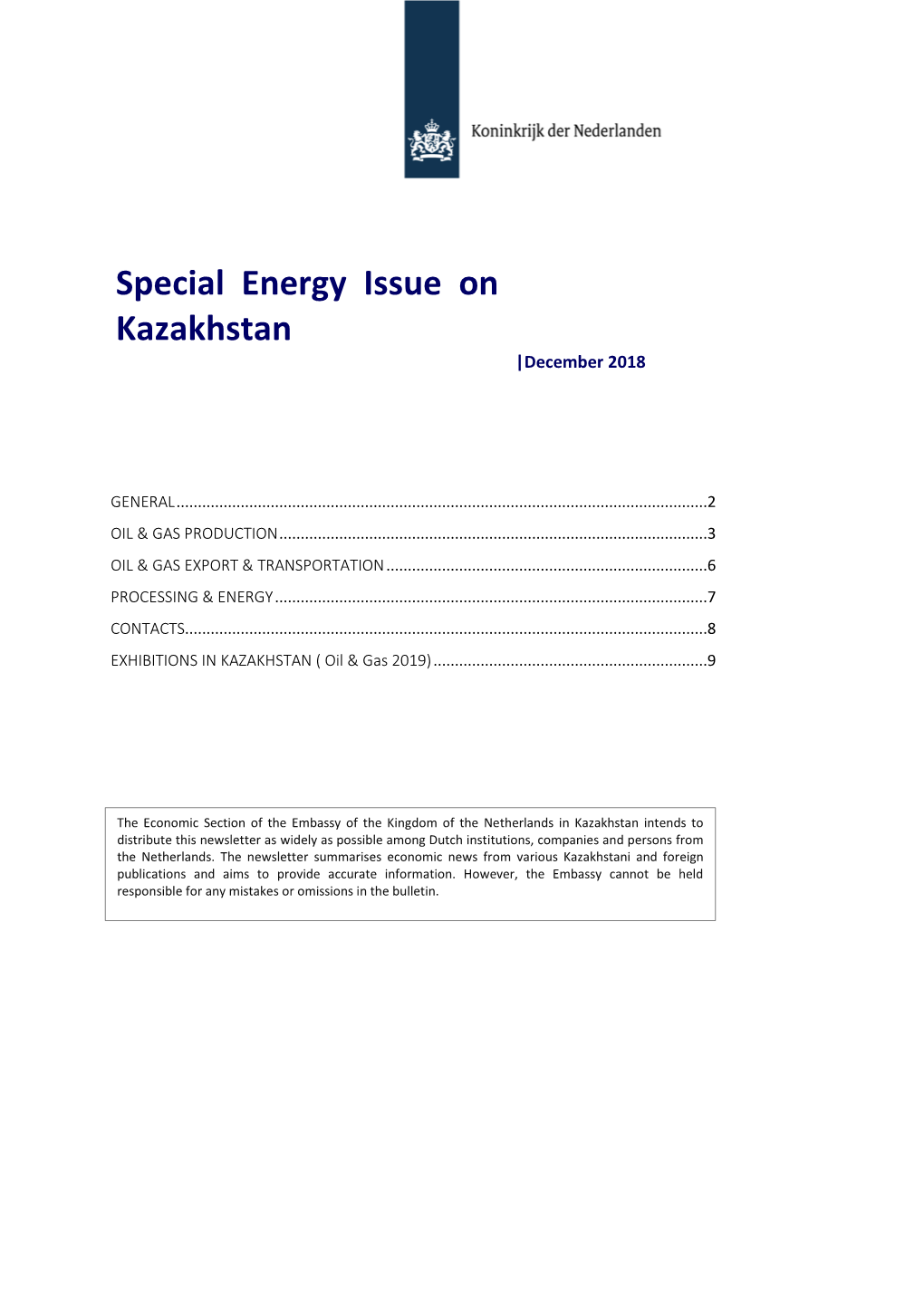 Special Energy Issue on Kazakhstan |December 2018
