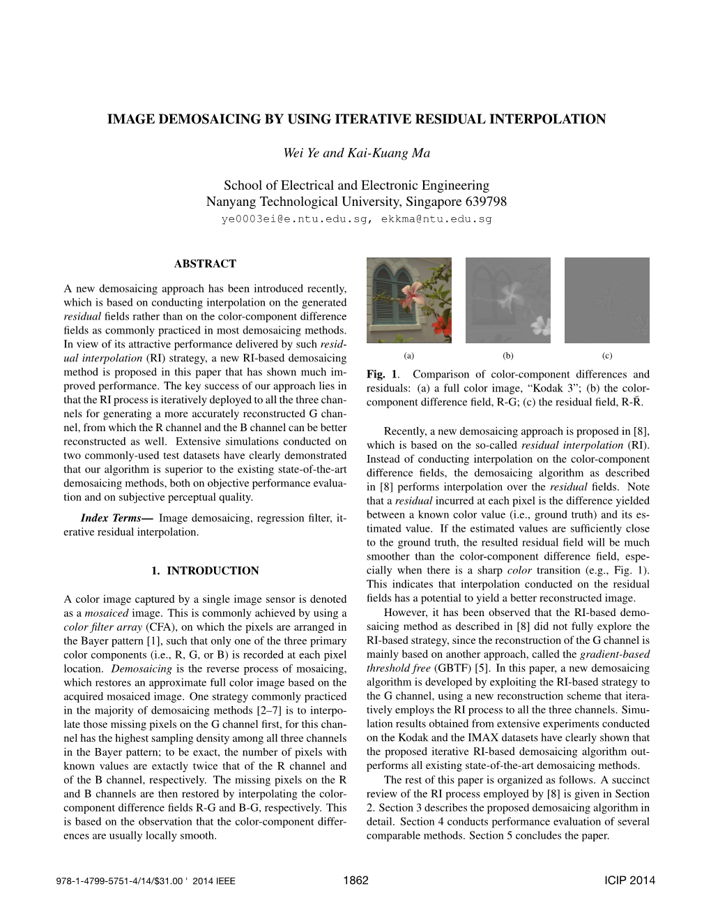 Image Demosaicing by Using Iterative Residual Interpolation