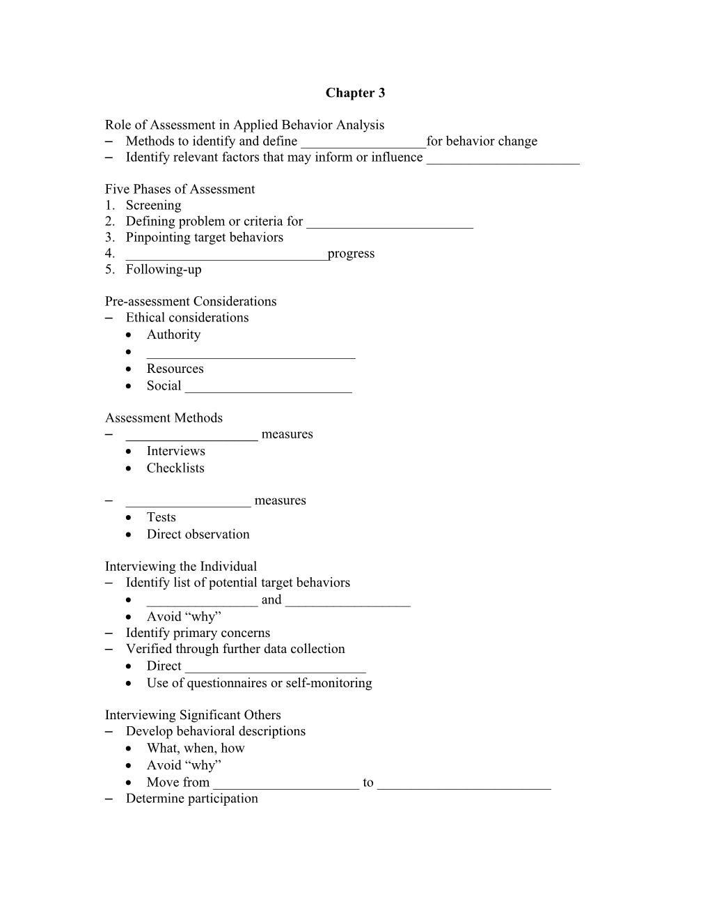 Role of Assessment in Applied Behavior Analysis