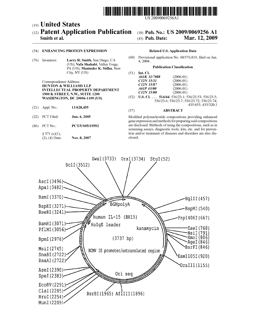 (12) Patent Application Publication (10) Pub. No.: US 2009/0069256A1 Smith Et Al