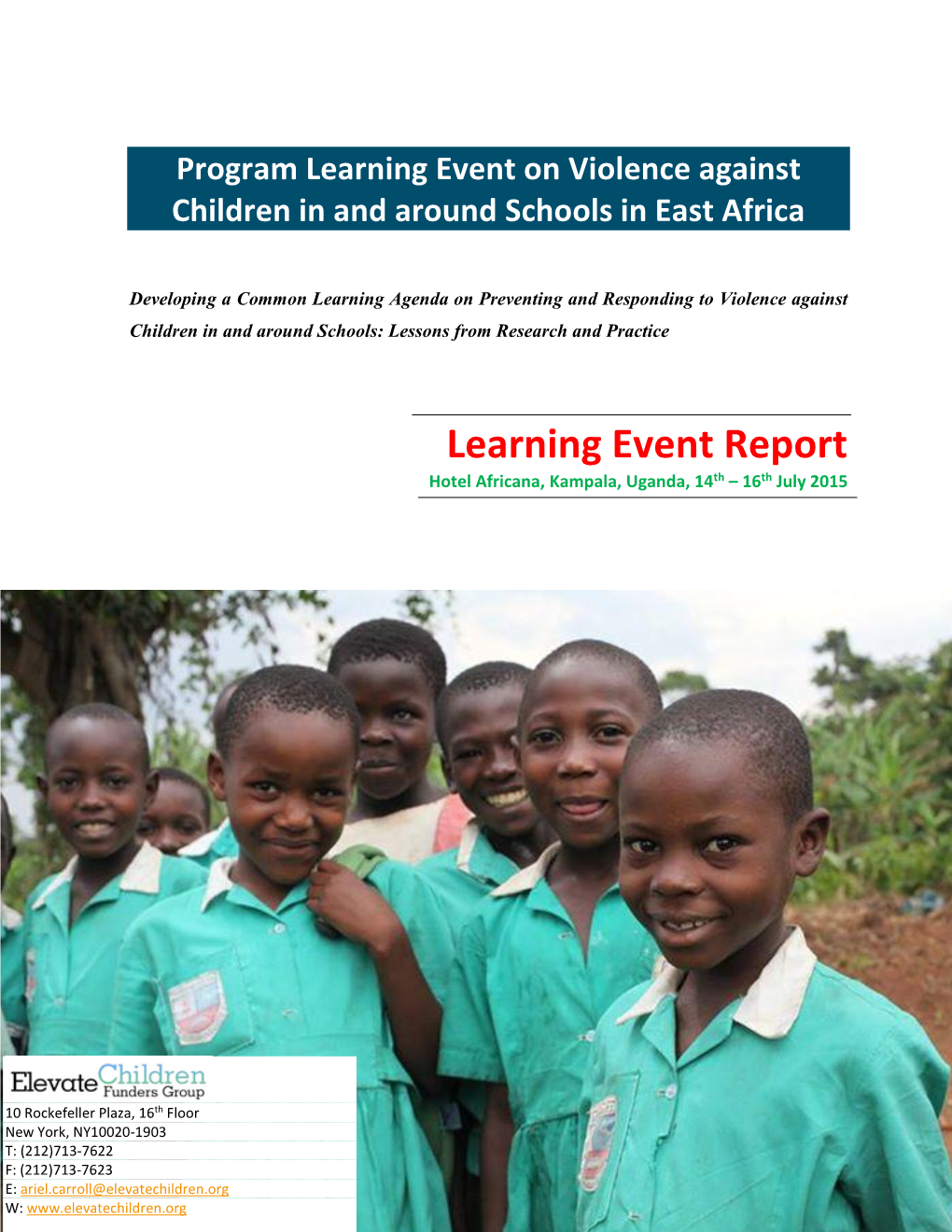 Program Learning Event on Violence Against Children in and Around Schools in East Africa