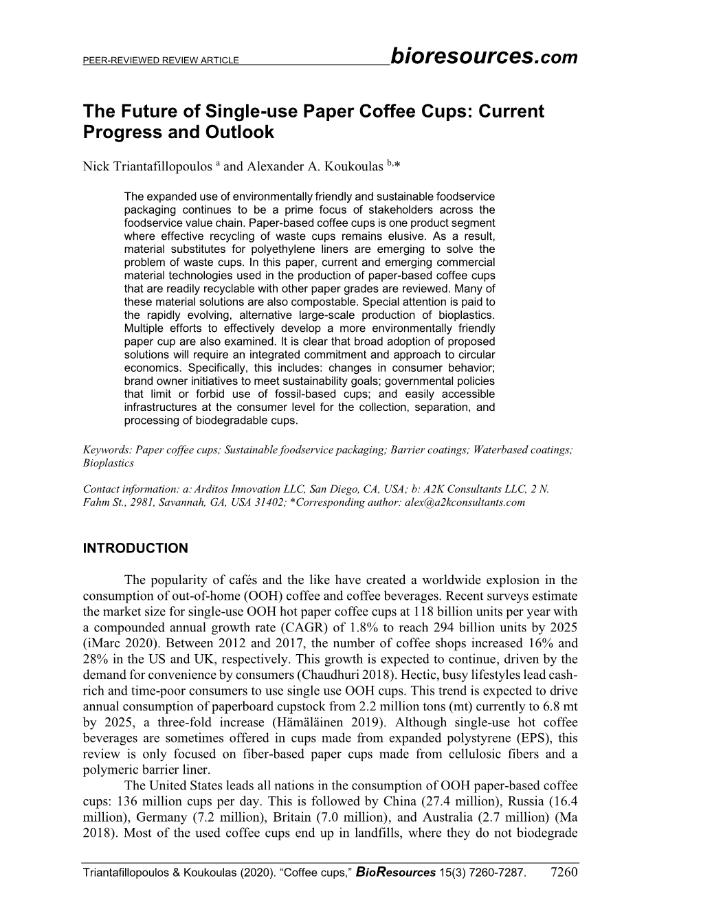 The Future of Single-Use Paper Coffee Cups: Current Progress and Outlook