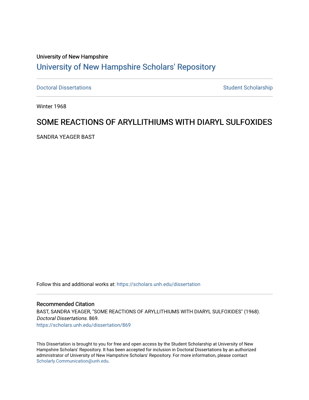 Some Reactions of Aryllithiums with Diaryl Sulfoxides