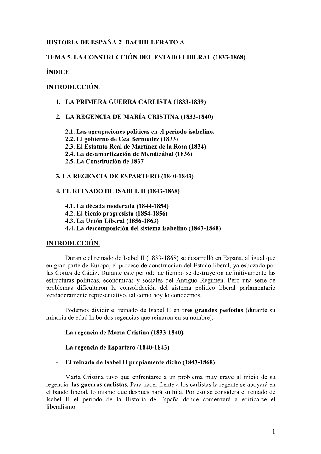 Tema 5. La Construcción Del Estado Liberal 1833-1868 1