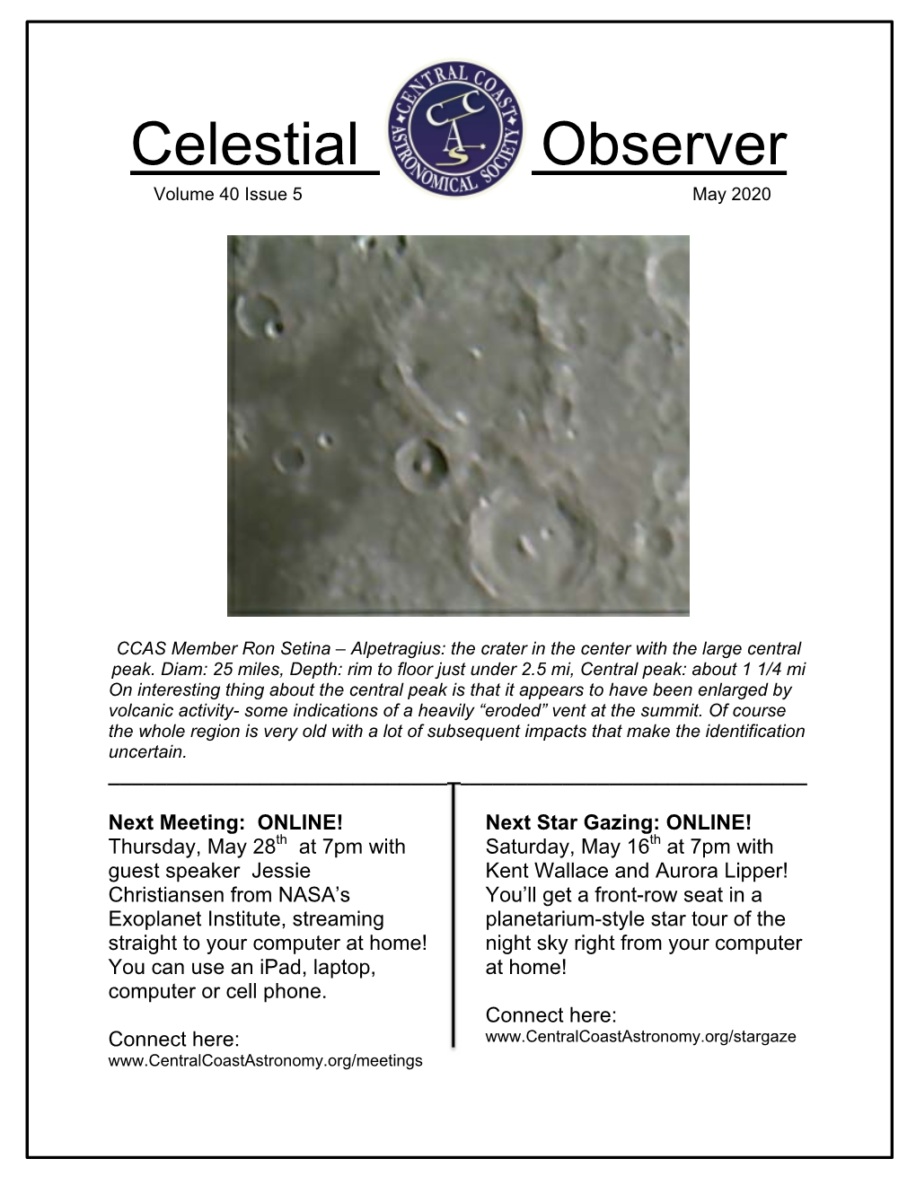 Celestial Observer Volume 40 Issue 5 May 2020