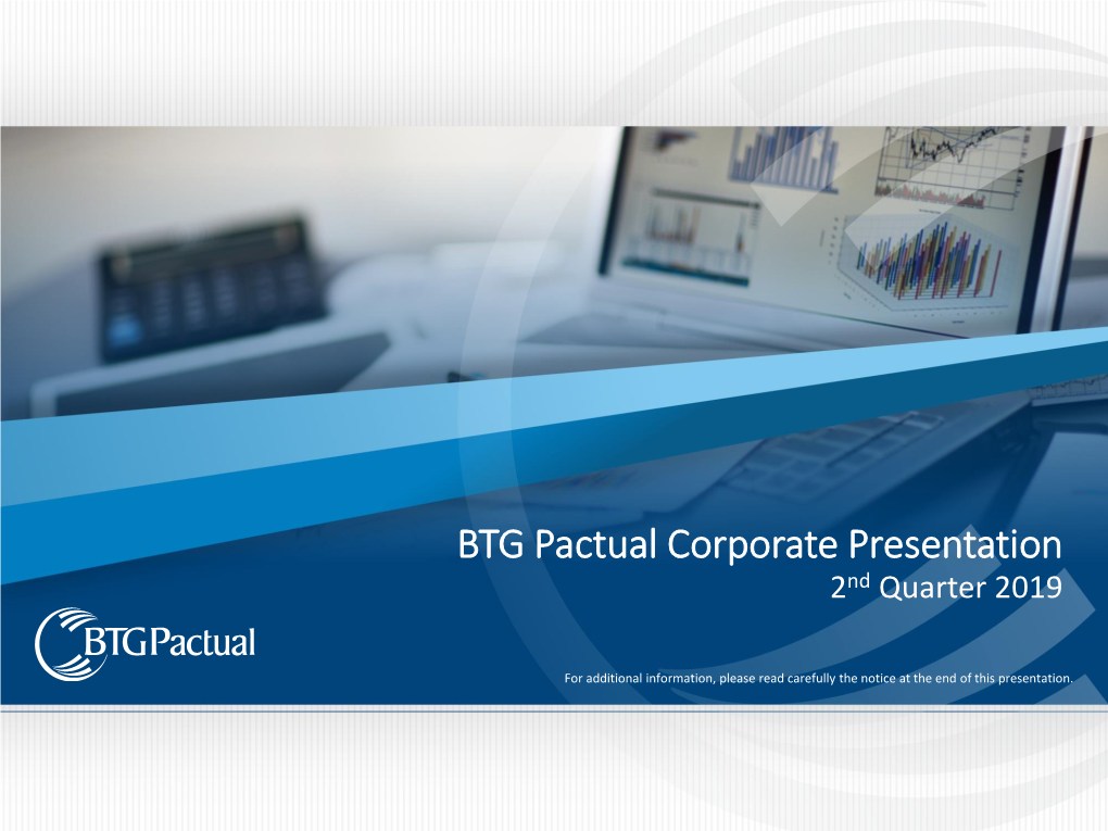 BTG Pactual Corporate Presentation 2Nd Quarter 2019