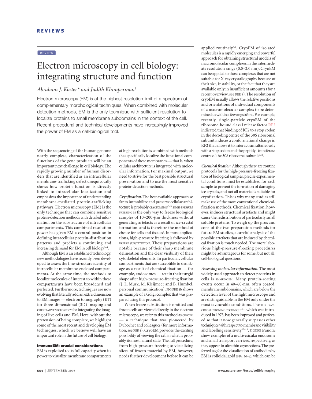 Electron Microscopy in Cell Biology: Integrating Structure and Function