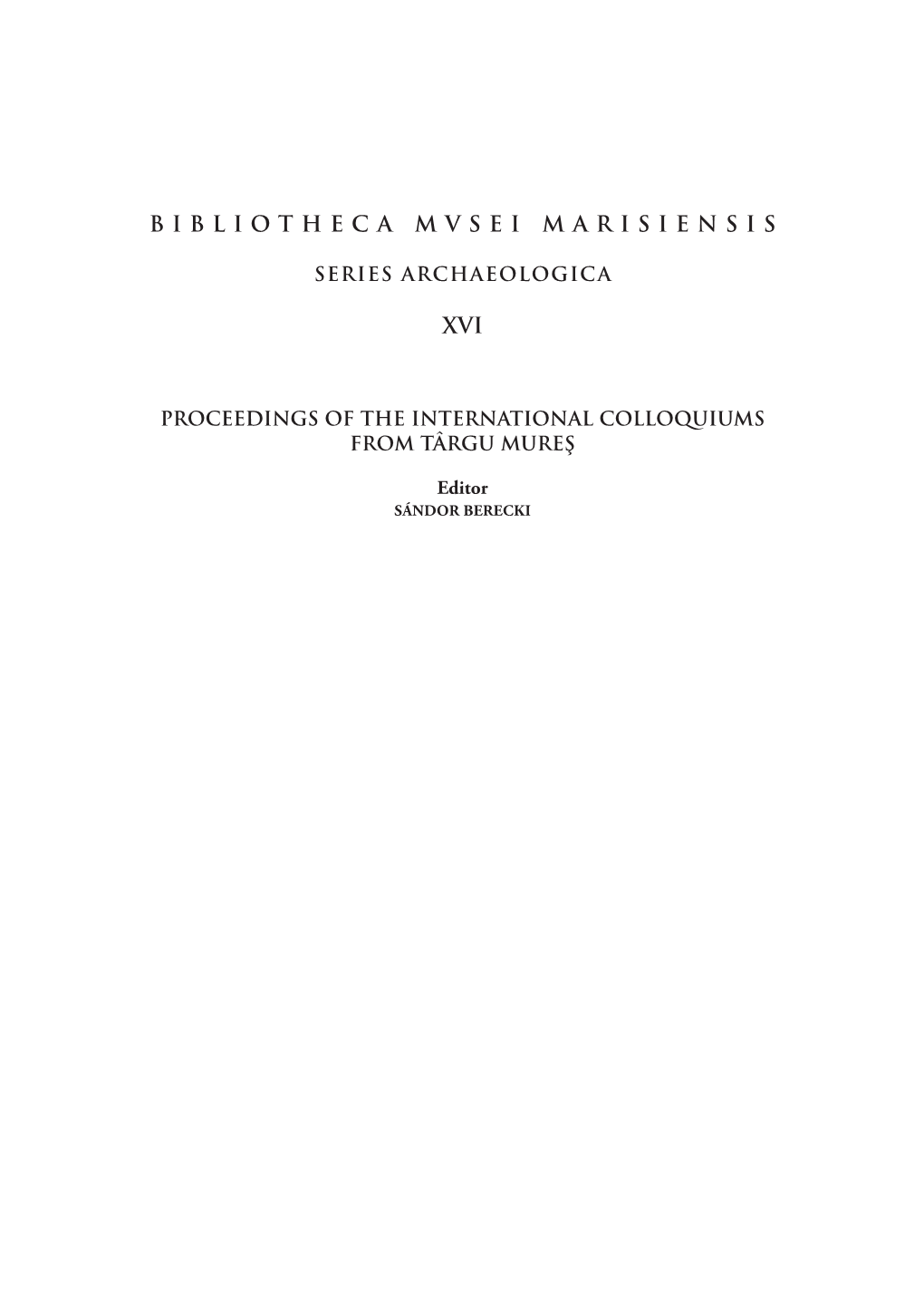 Bibliotheca Mvsei Marisiensis